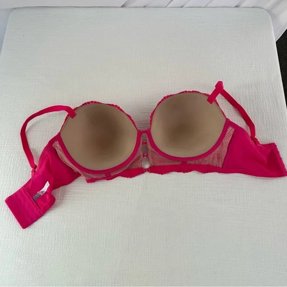 Adored by Adore Me Morgan Lace Push Up Bra Hot Pink 40DD Like New - Picture 2 of 6